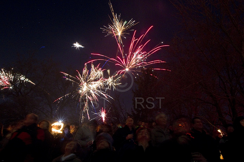 GER,Sylvesterfeier mit Feuerwerk auf dem Muenchner Luitpoldpark