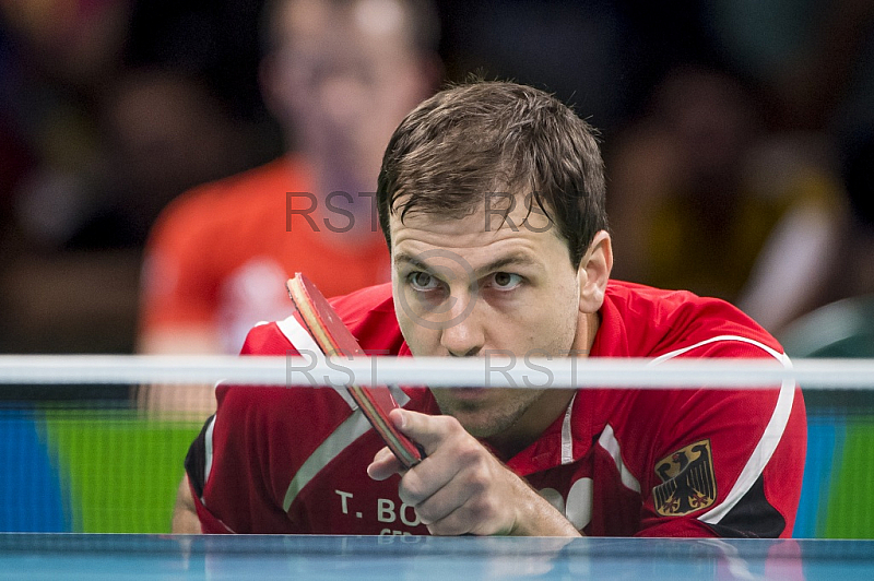 BRA, Olympia 2016 Rio, Tischtennis, Team Viertelfinale Oestereich vs Deutschland Gardos Robert (AUT)  vs. Boll Timo (GER) 