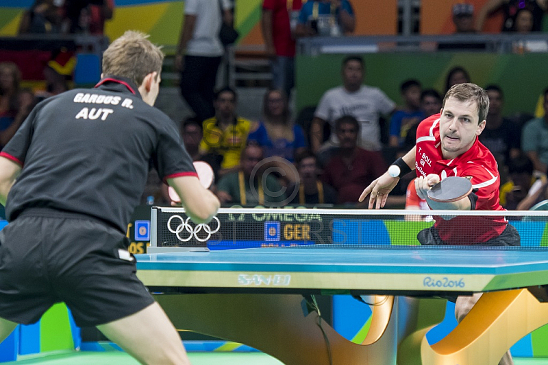 BRA, Olympia 2016 Rio, Tischtennis, Team Viertelfinale Oestereich vs Deutschland Gardos Robert (AUT)  vs. Boll Timo (GER) 