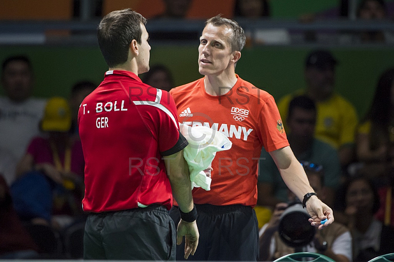 BRA, Olympia 2016 Rio, Tischtennis, Team Viertelfinale Oestereich vs Deutschland Gardos Robert (AUT)  vs. Boll Timo (GER) 