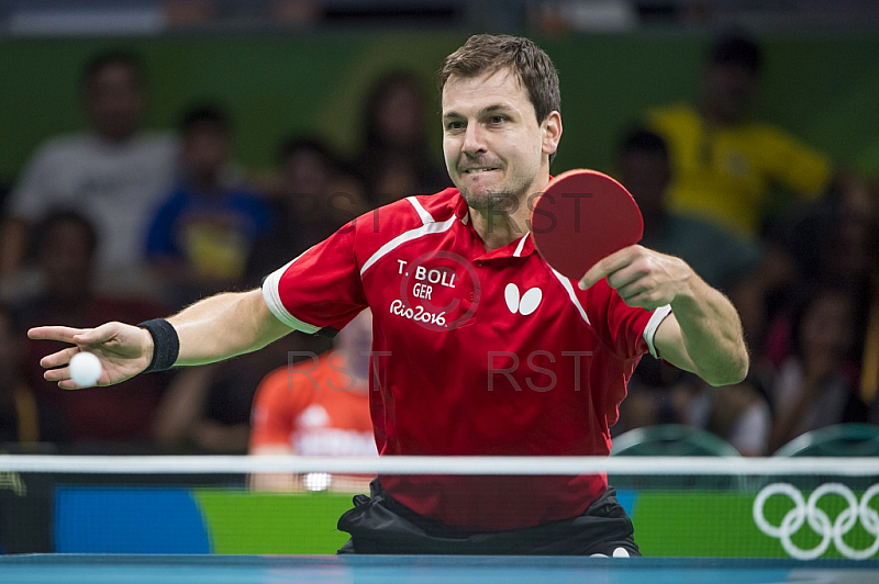 BRA, Olympia 2016 Rio, Tischtennis, Team Viertelfinale Oestereich vs Deutschland Gardos Robert (AUT)  vs. Boll Timo (GER) 