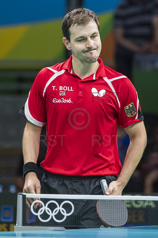 BRA, Olympia 2016 Rio, Tischtennis, Team Viertelfinale Oestereich vs Deutschland Gardos Robert (AUT)  vs. Boll Timo (GER) 