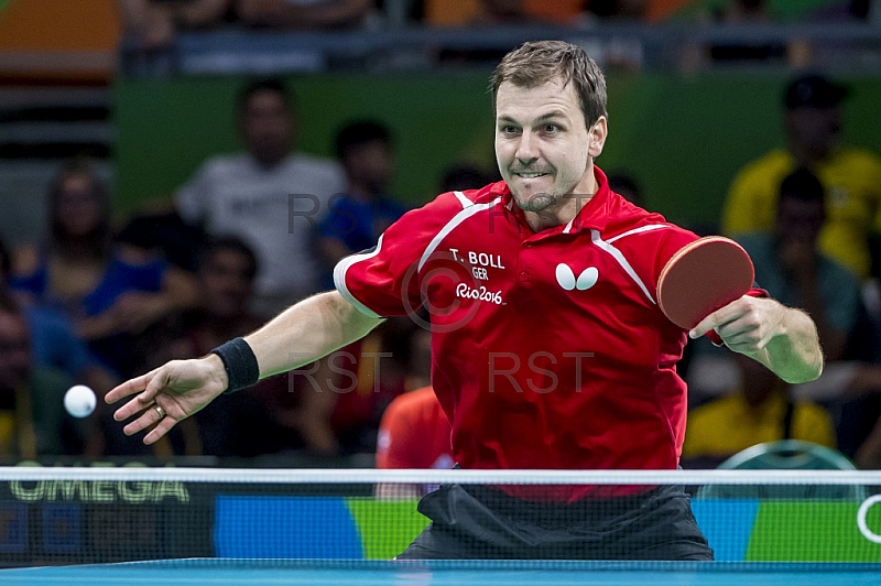 BRA, Olympia 2016 Rio, Tischtennis, Team Viertelfinale Oestereich vs Deutschland Gardos Robert (AUT)  vs. Boll Timo (GER) 