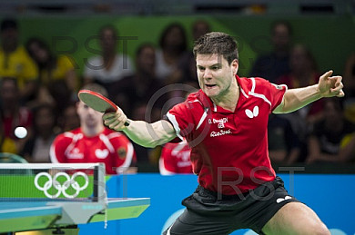 BRA, Olympia 2016 Rio, Tischtennis, Team Viertelfinale Oestereich vs Deutschland Ovtcharov Dimitrij (GER) vs Fegerl Stefan (AUT) 