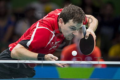 BRA, Olympia 2016 Rio, Tischtennis, Team Viertelfinale Oestereich vs Deutschland Gardos Robert (AUT)  vs. Boll Timo (GER) 