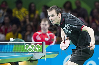 BRA, Olympia 2016 Rio, Tischtennis, Team Viertelfinale Oestereich vs Deutschland Ovtcharov Dimitrij (GER) vs Fegerl Stefan (AUT) 